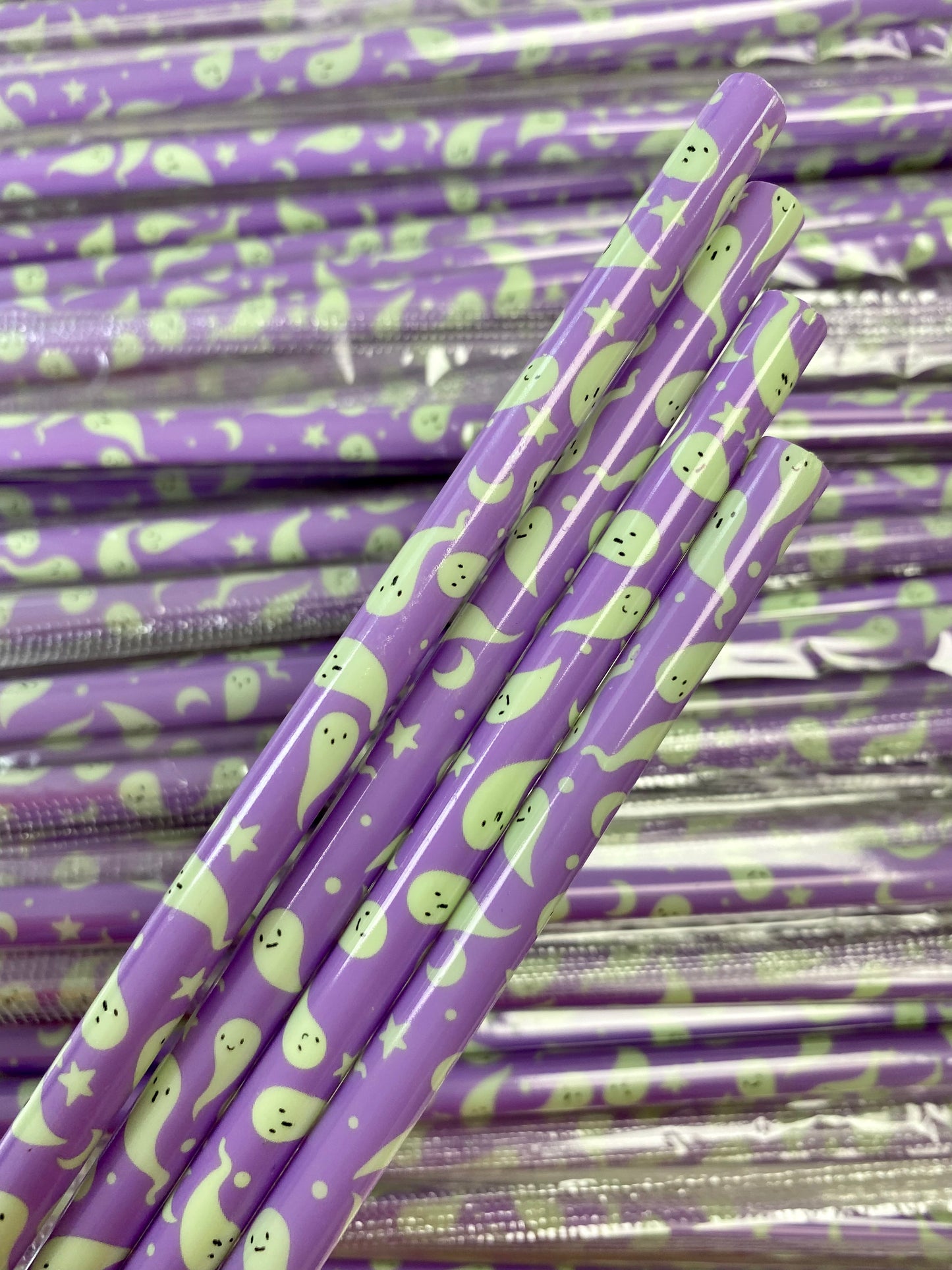 Purple Green Ghost Halloween Straw image 0