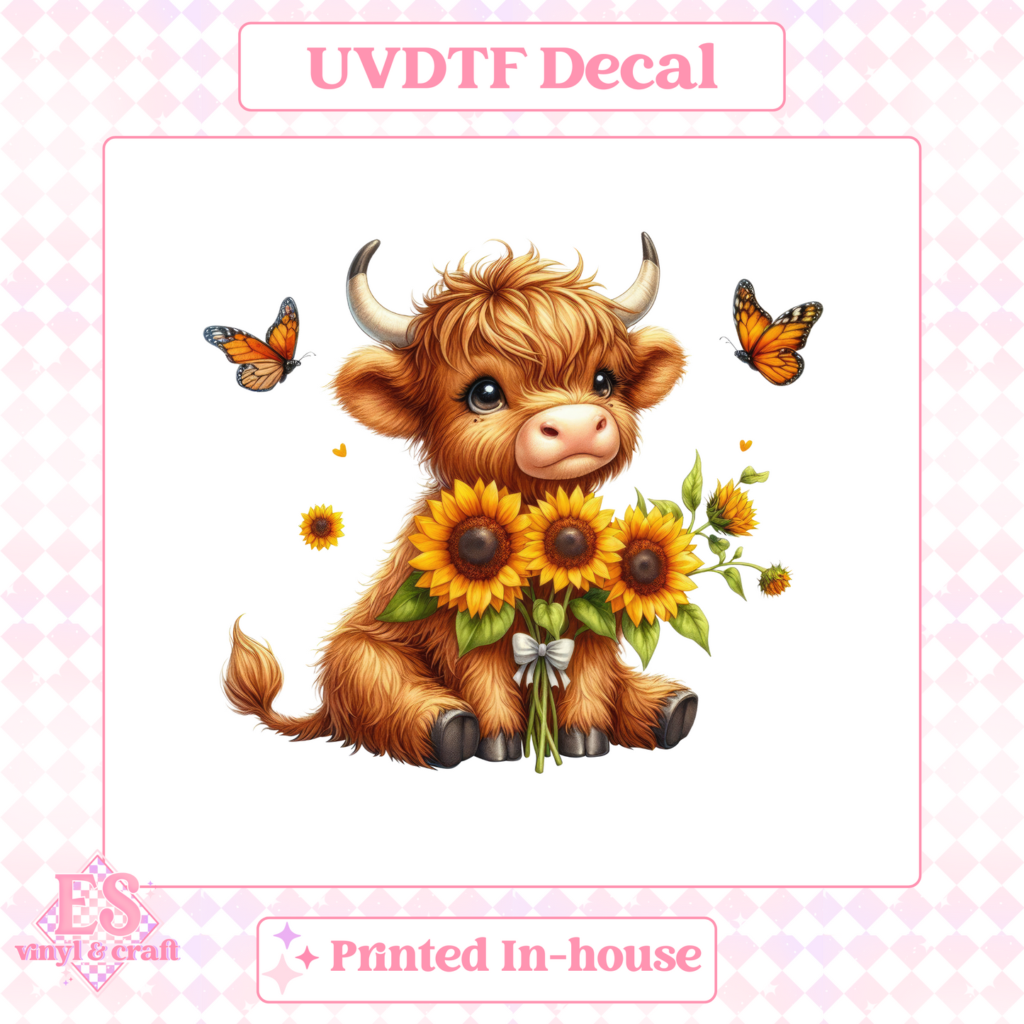 Sunflower Highland Cows - UV-DTF Decal Transfer image 14