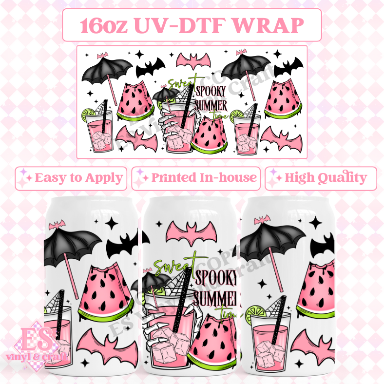 Sweet Spooky Summer - 16oz Beer Can / Libbey UV-DTF Transfer image 0