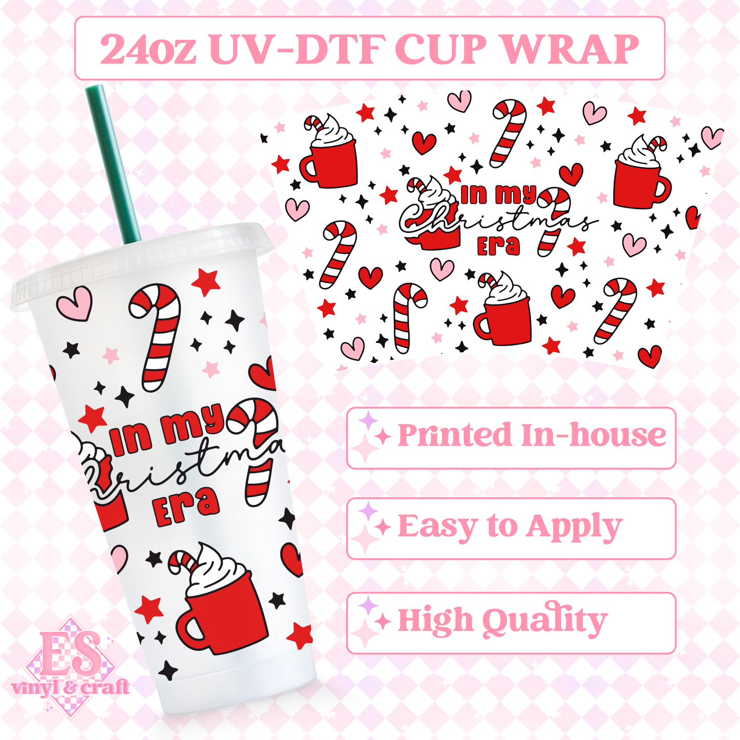 In My Christmas Era - UVDTF 24oz Cold Cup Wrap image 0