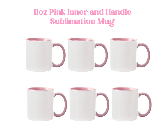 11oz Pink Inner and Handle Sublimation Mug