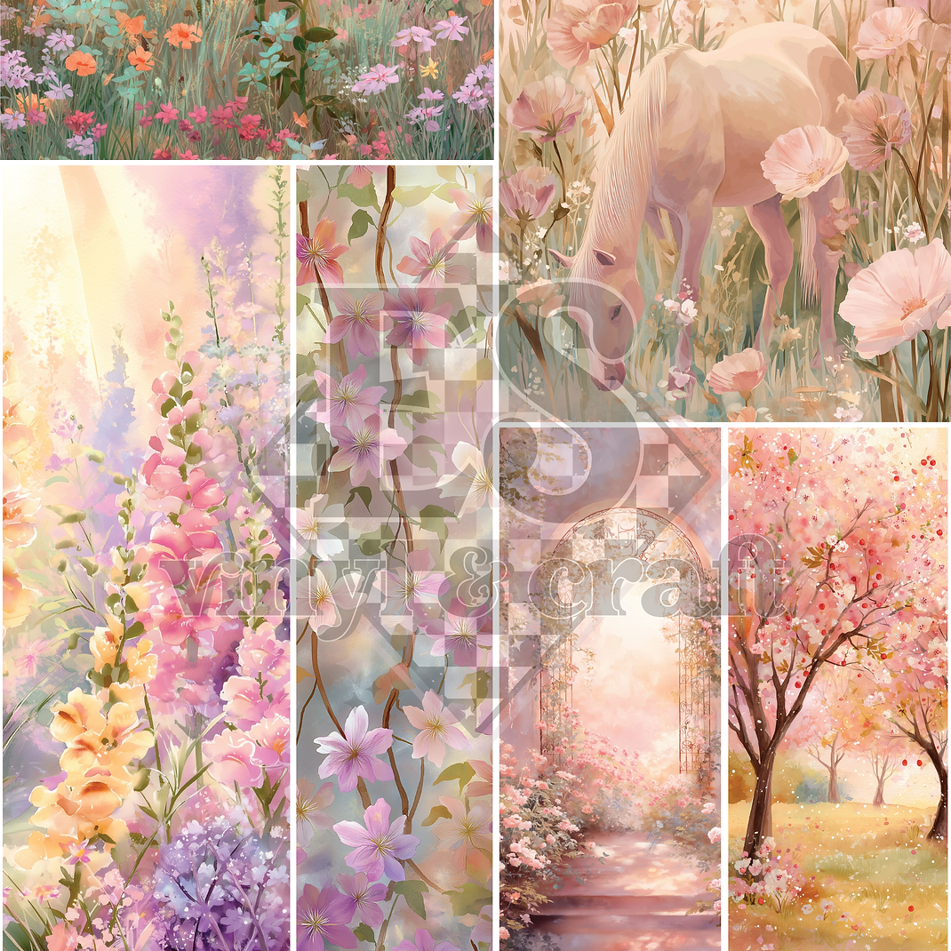 Spring Cottage - Mixed Media Vinyl - 12" x 12" Sheet