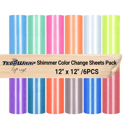 Teckwrap Shimmer Cold Colour Change Sheet Pack 12" x 12" x 6 Sheets