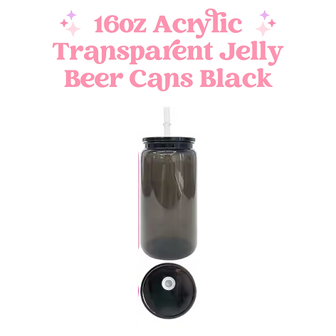 16oz Transparent Acrylic Coloured Plastic Beer Can with Plastic Lid and Straw
