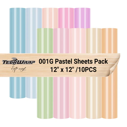 Teckwrap 001 Matte or Glossy Pastel Sheet Pack 12" x 12" x 10 Sheets