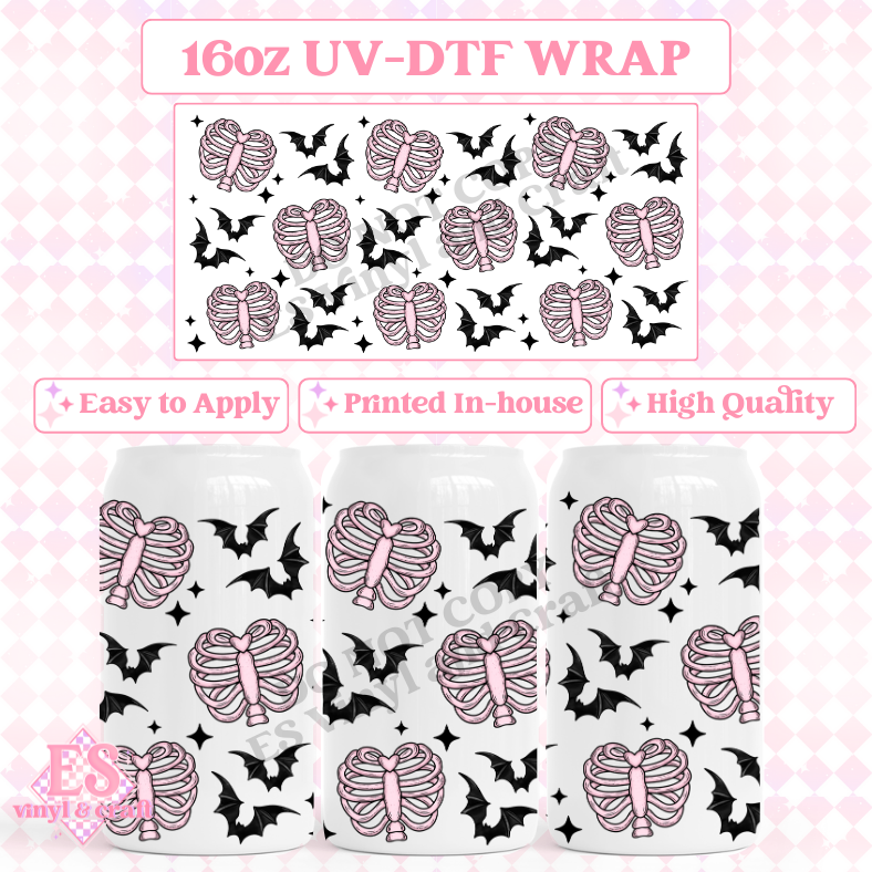 Heart Rib Cage - 16oz Beer Can / Libbey UV-DTF Transfer image 0