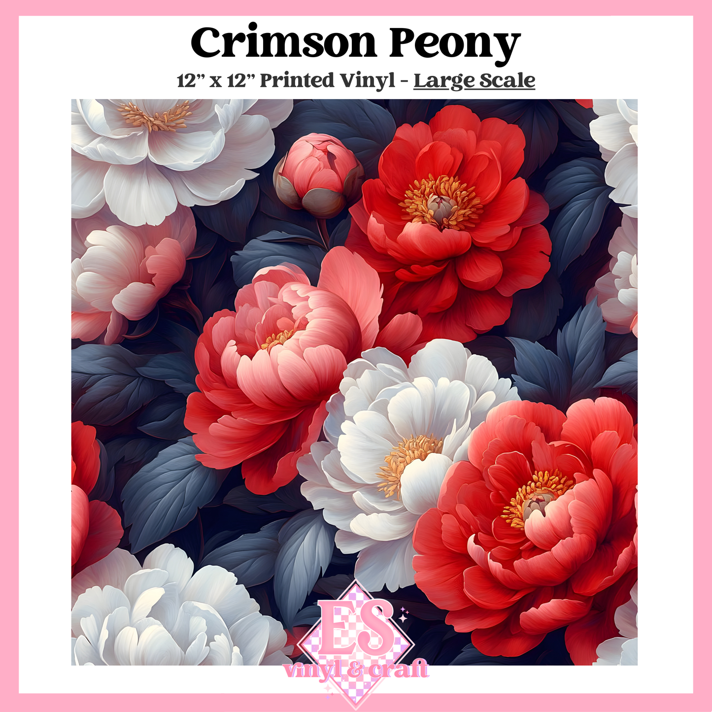 Crimson Peony - Small or Large Scale Options - 12" x 12" Sheet image 2