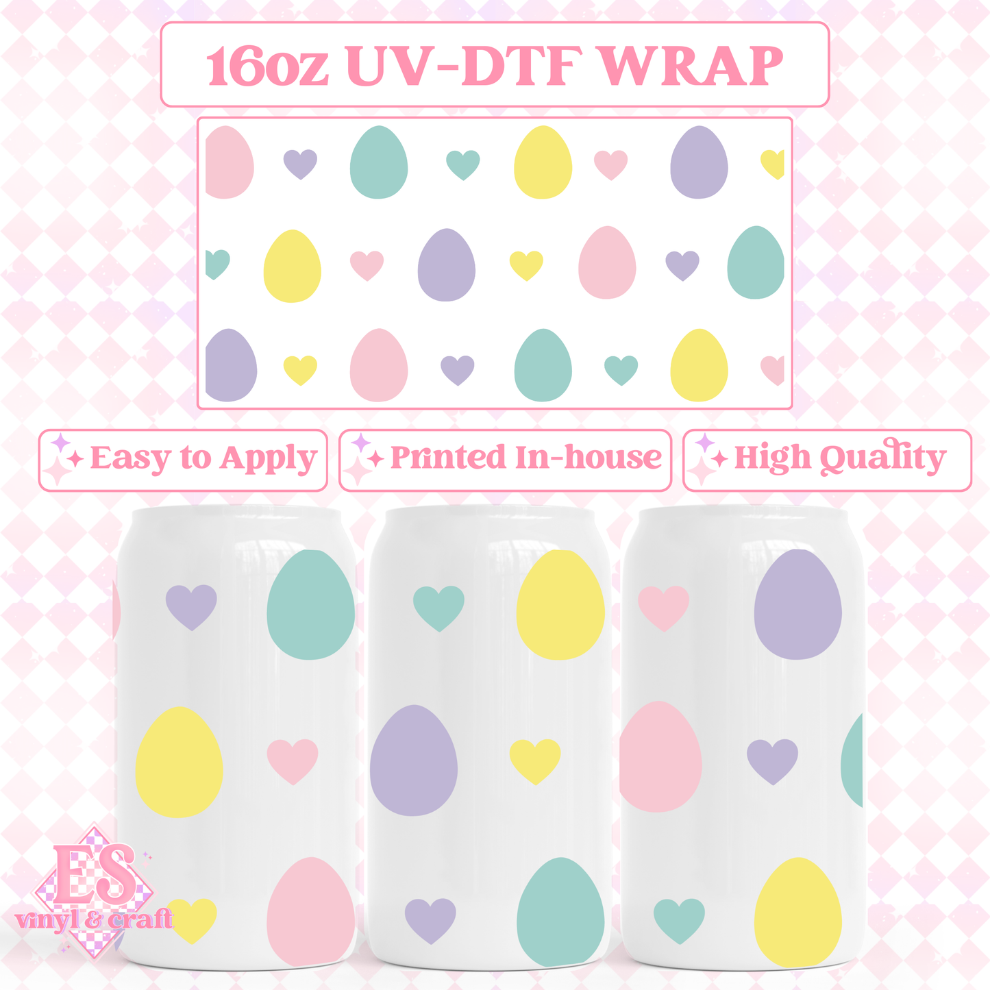 Candy Eggs - 16oz Beer Can / Libbey UV-DTF Transfer image 0