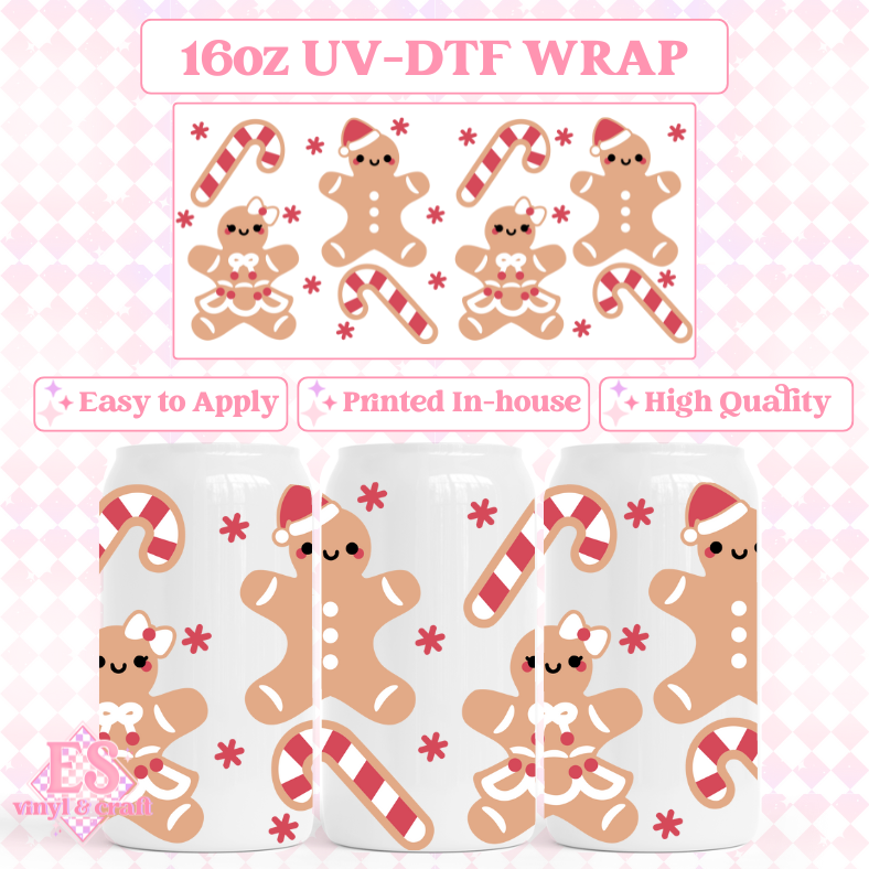 Christmas Gingerbreads - UVDTF 16oz Libbey Can Wrap image 0