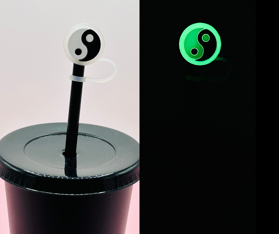 Straw Topper - Glow in the Dark Yin Yang image 0