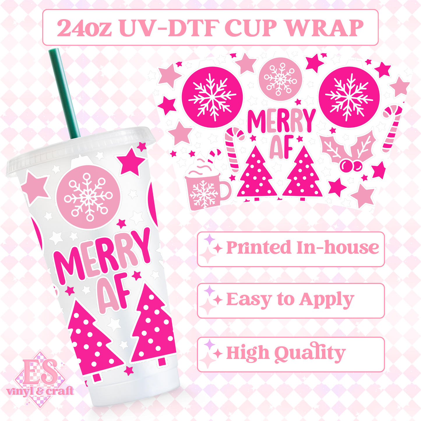 Merry AF - UVDTF 24oz Cold Cup Wrap image 0