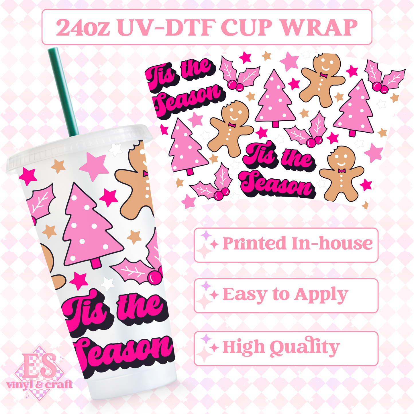Tis The Season - UVDTF 24oz Cold Cup Wrap image 0