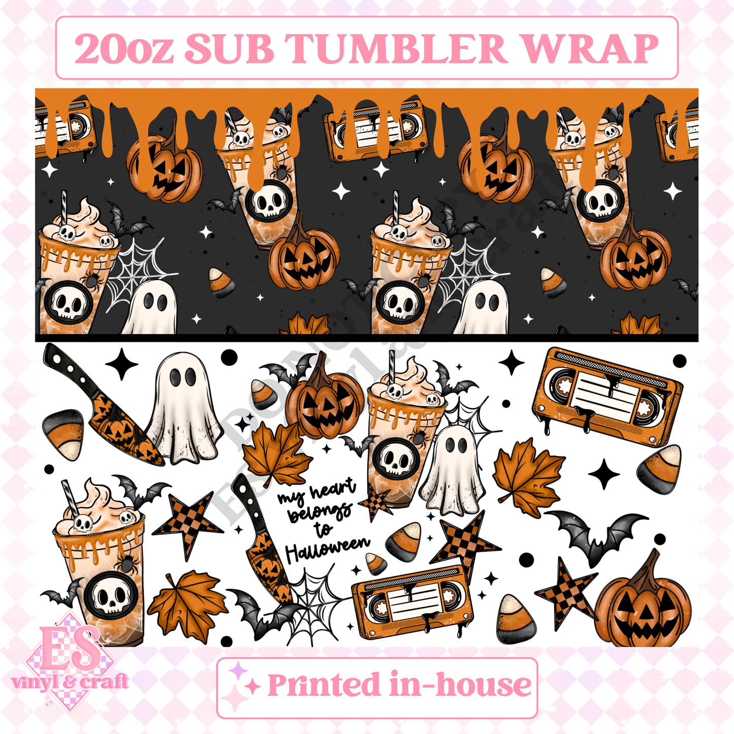My Heart Belongs to Halloween - Full 20oz Tumbler Sublimation Print image 1