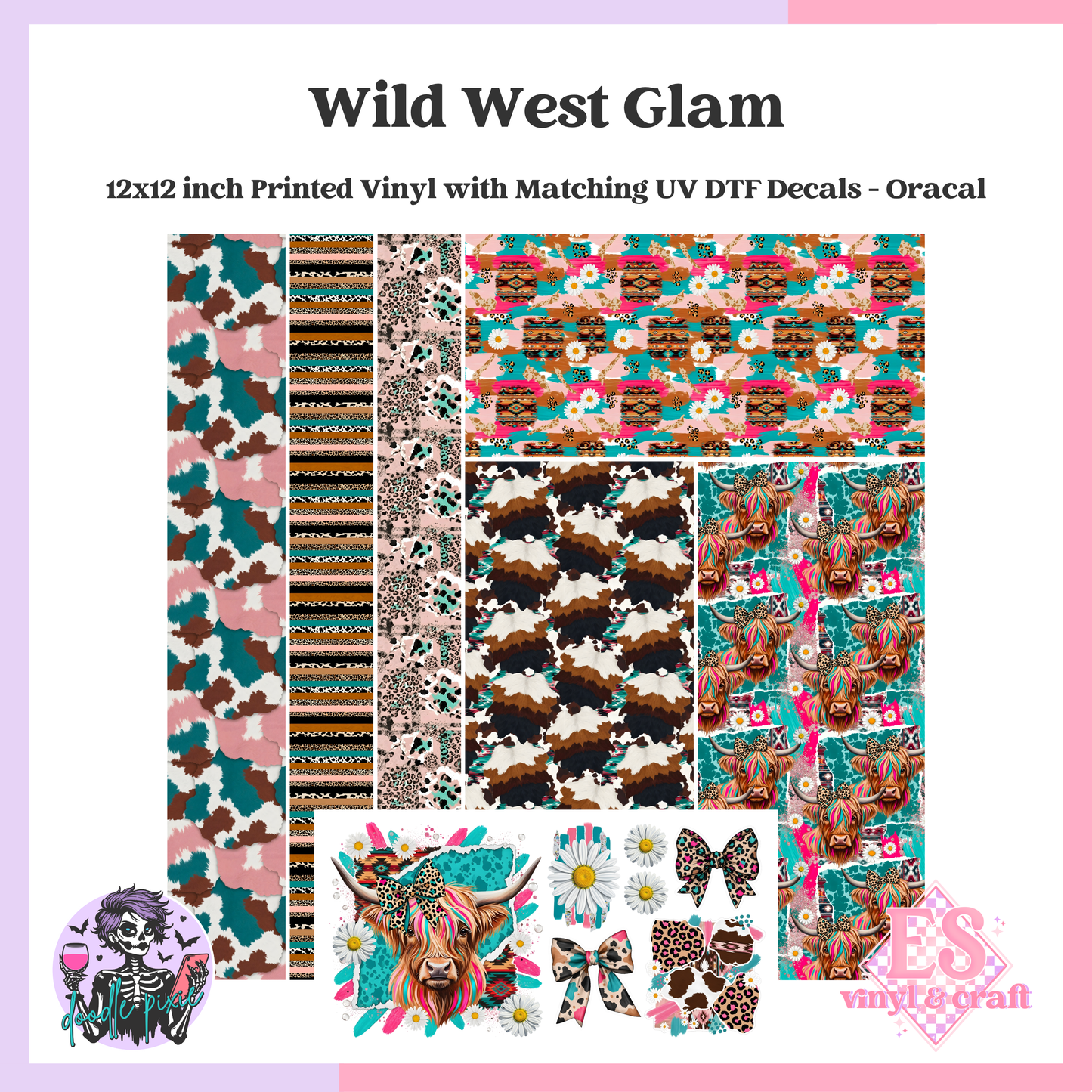 Wild West Glam Creative Cuts - 12" x 12" Printed Vinyl and UVDTF Decal image 0