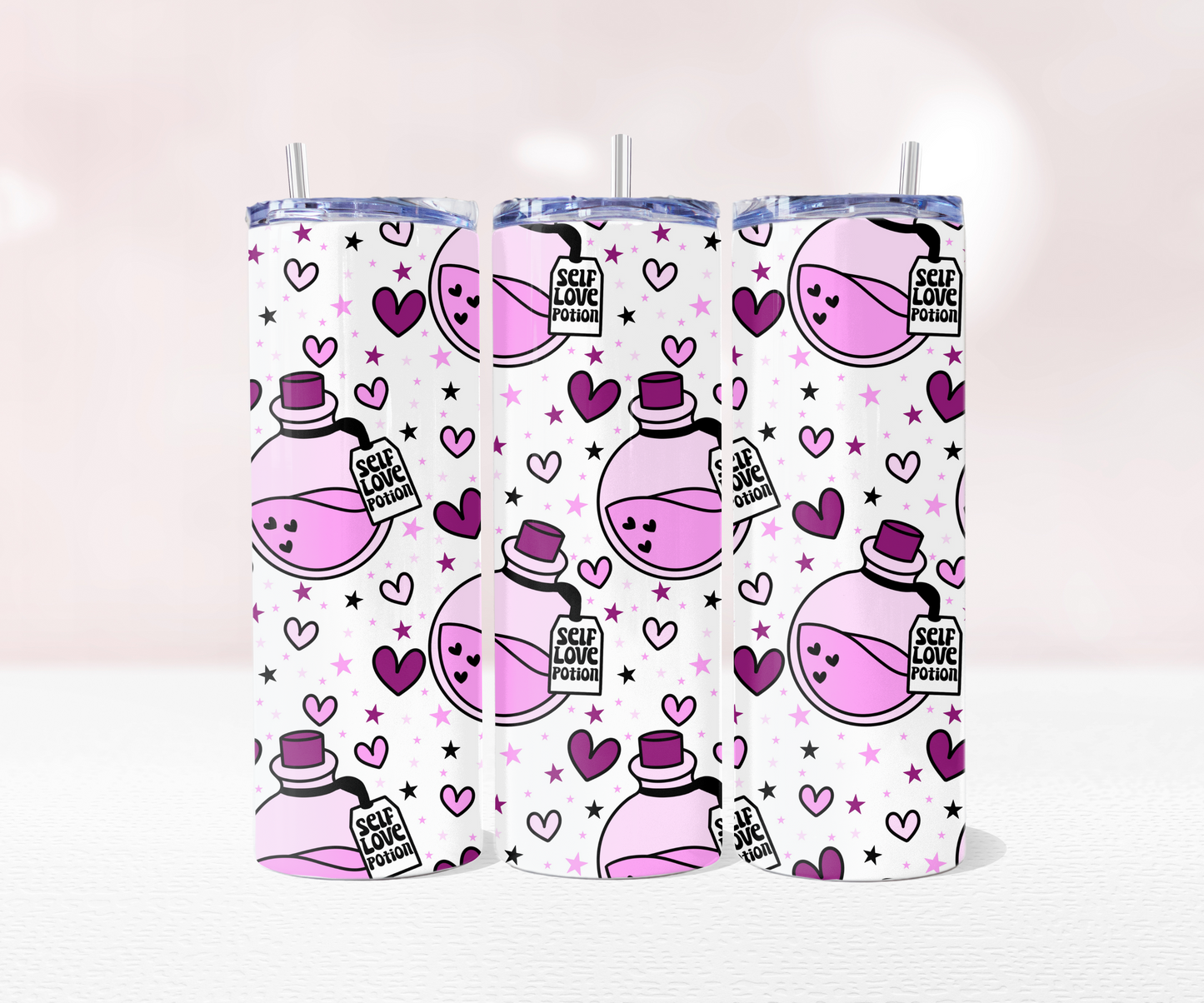 Self Love Potion Seamless - Full 20oz Tumbler Sublimation Ready To Pr image 0