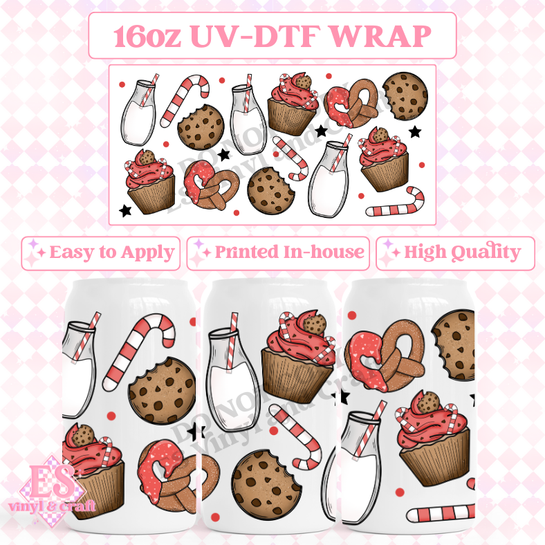 Christmas Treats - 16oz Beer Can / Libbey UV-DTF image 0