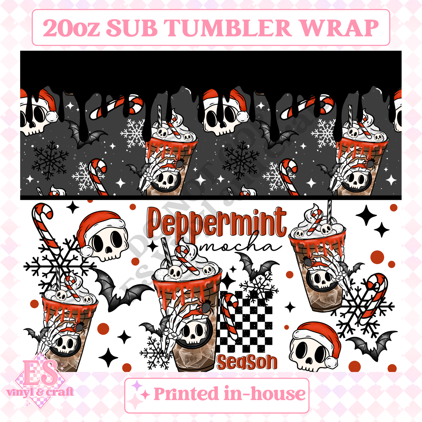 Peppermint Mocha Season - Full 20oz Tumbler Sublimation Print image 1