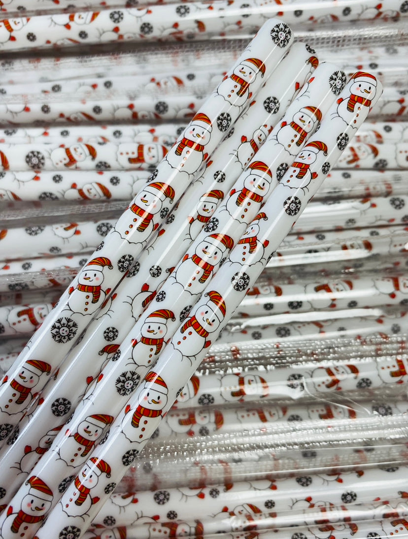Christmas Snowman White Straw image 0