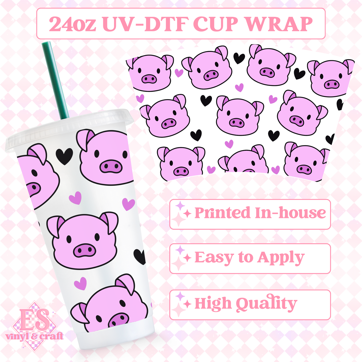 Piggies - UVDTF 24oz Cold Cup Wrap image 0