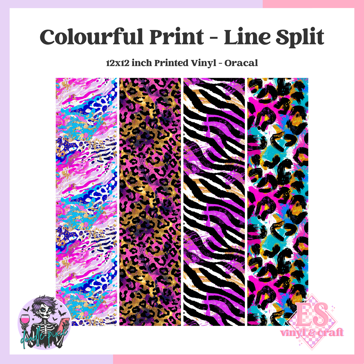 Colourful Print - Line Split 12" x 12" Printed Vinyl image 0