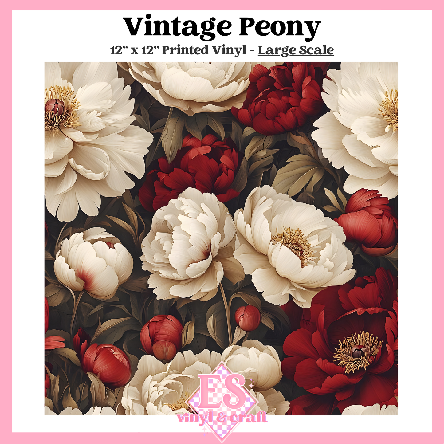 Vintage Peony - Small or Large Scale Options - 12" x 12" Sheet image 2