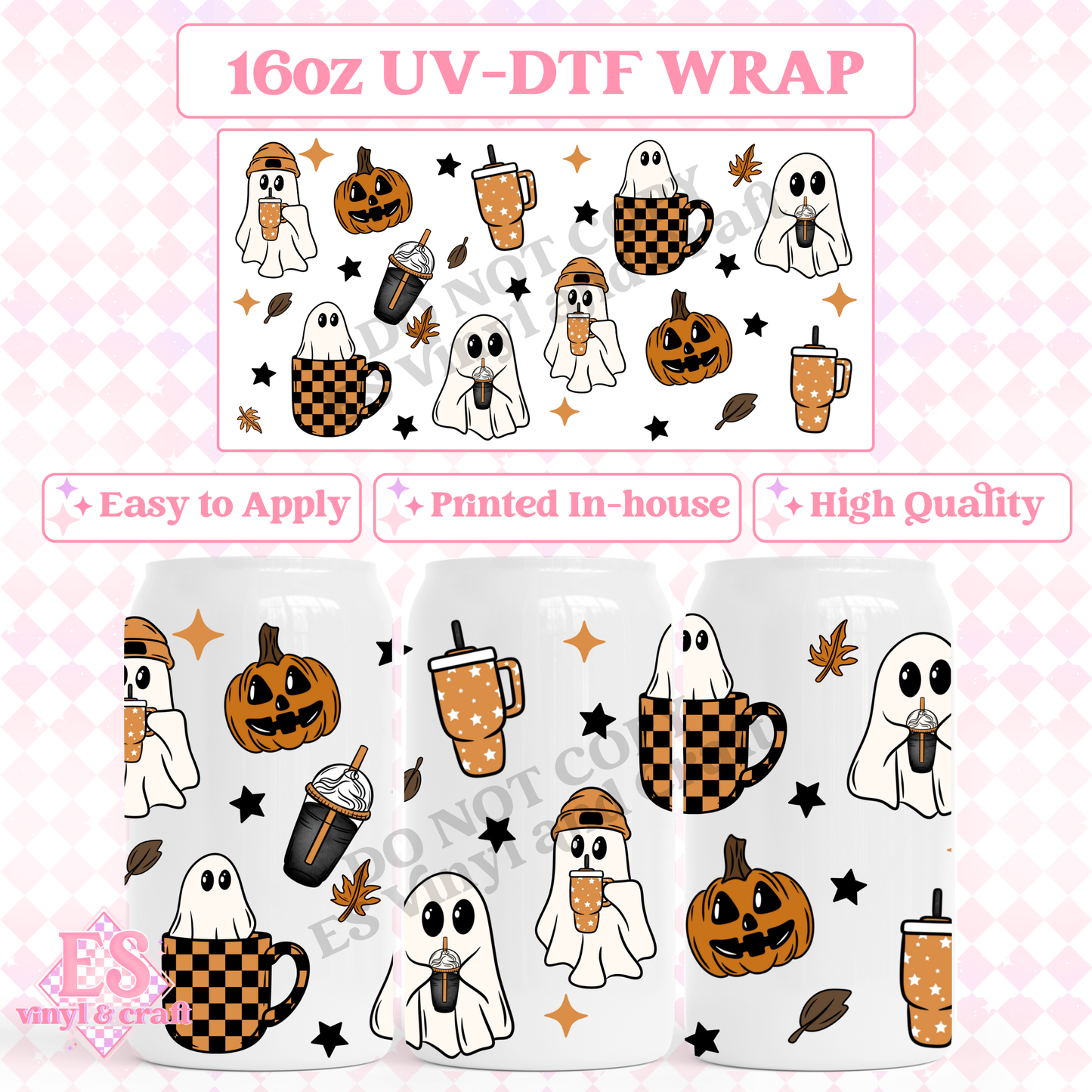 Autumn Ghosties - 16oz Beer Can / Libbey UV-DTF Transfer image 0