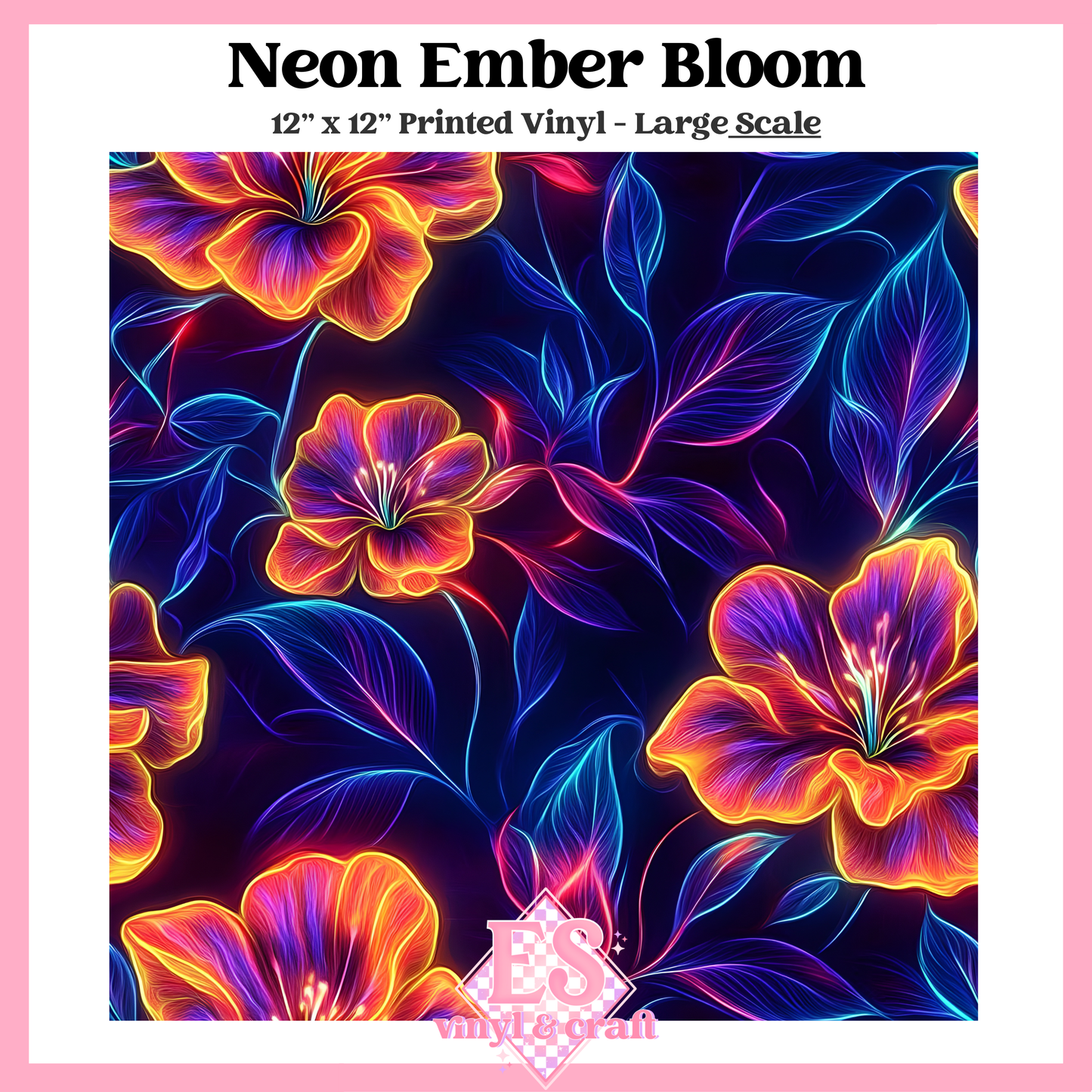 Neon Ember Bloom - Small or Large Scale Options - 12" x 12" Sheet image 2