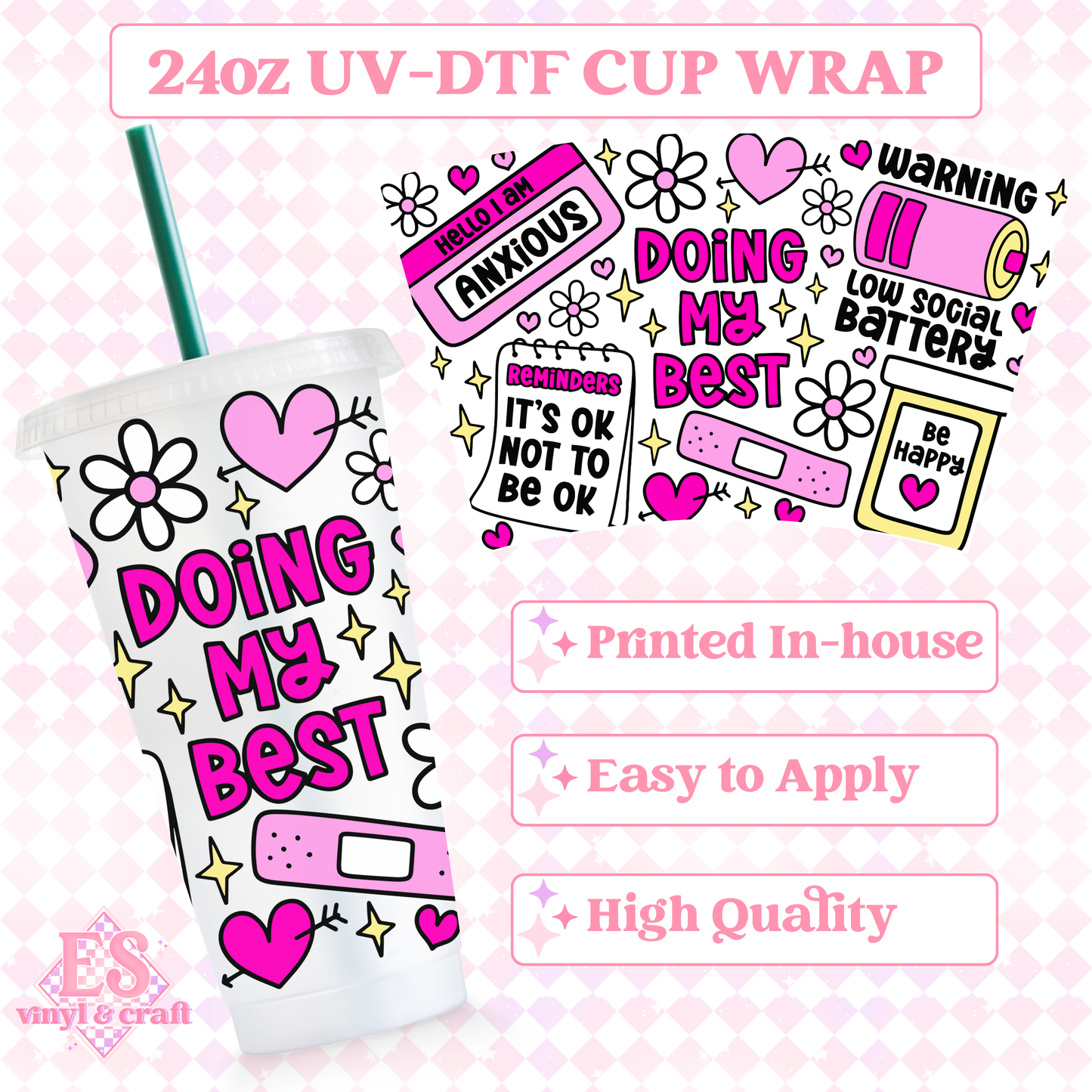 Mental Health - UVDTF 24oz Cold Cup Wrap image 0