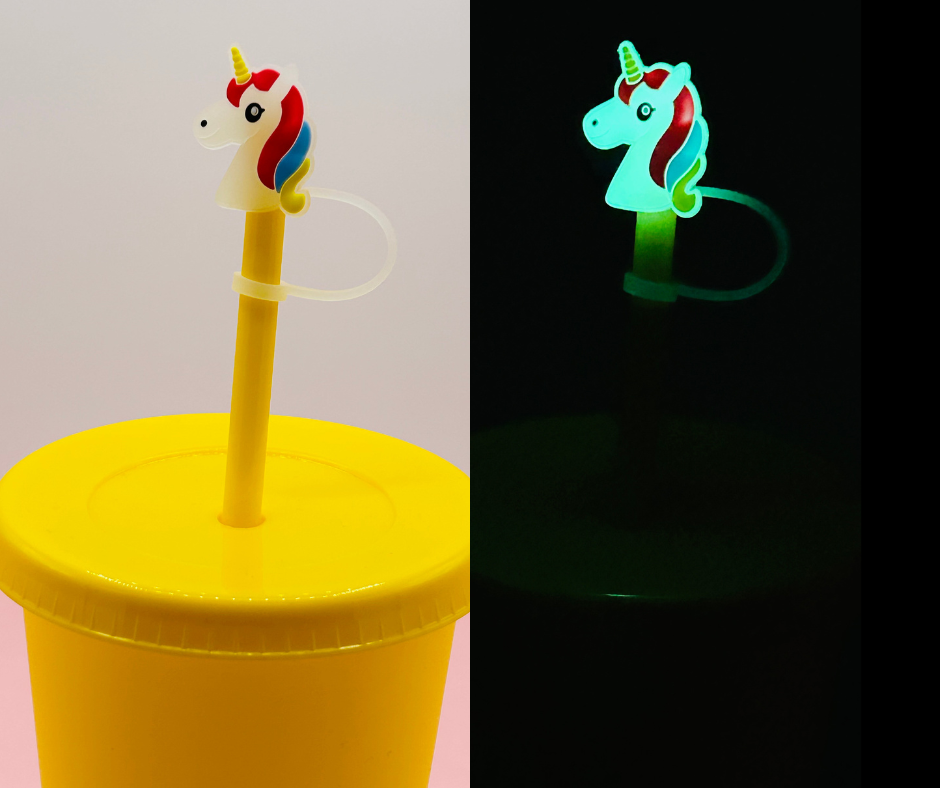Straw Topper - Glow in the Dark Unicorn image 0