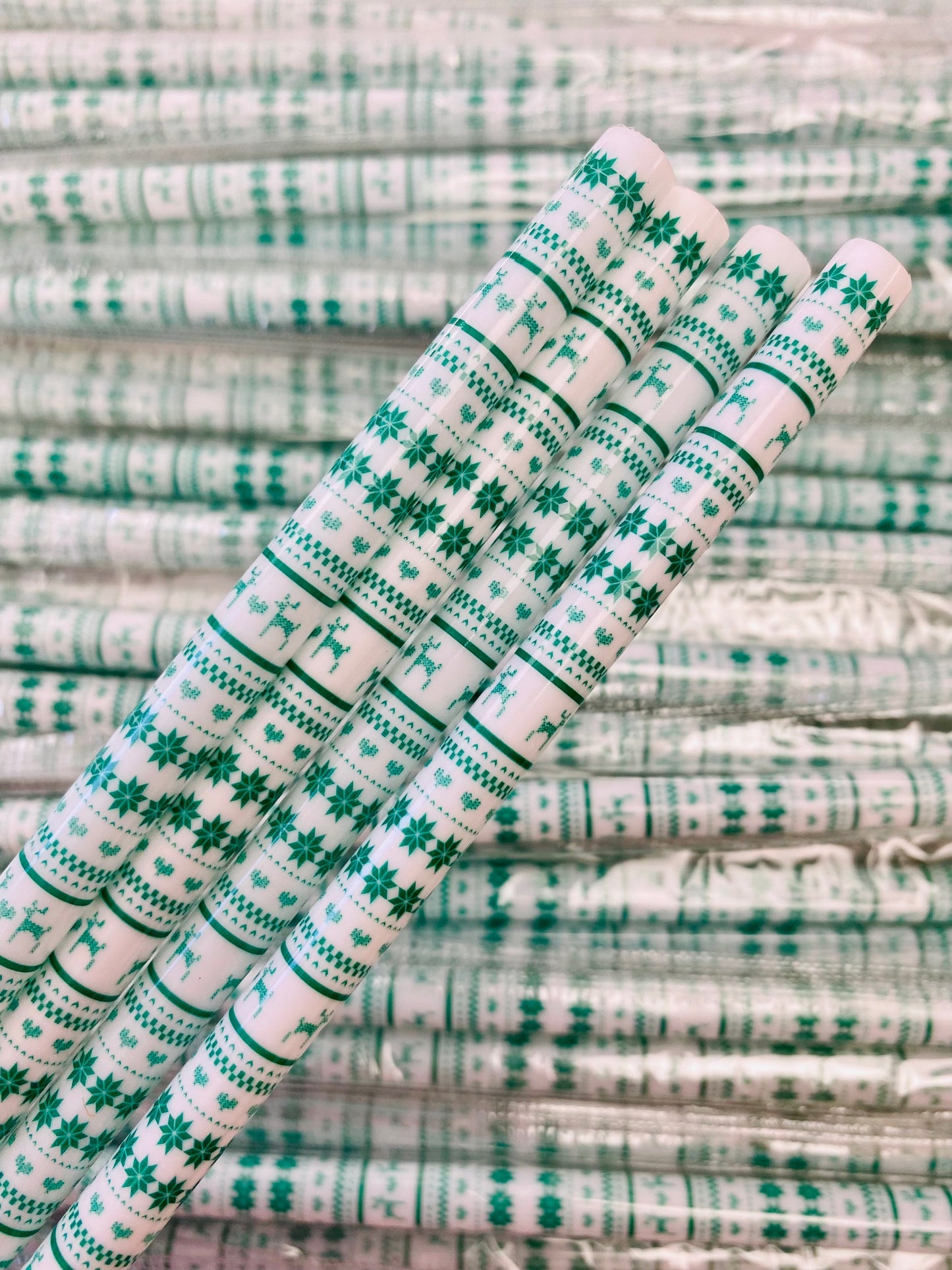 Christmas Green Pattern Straw image 0