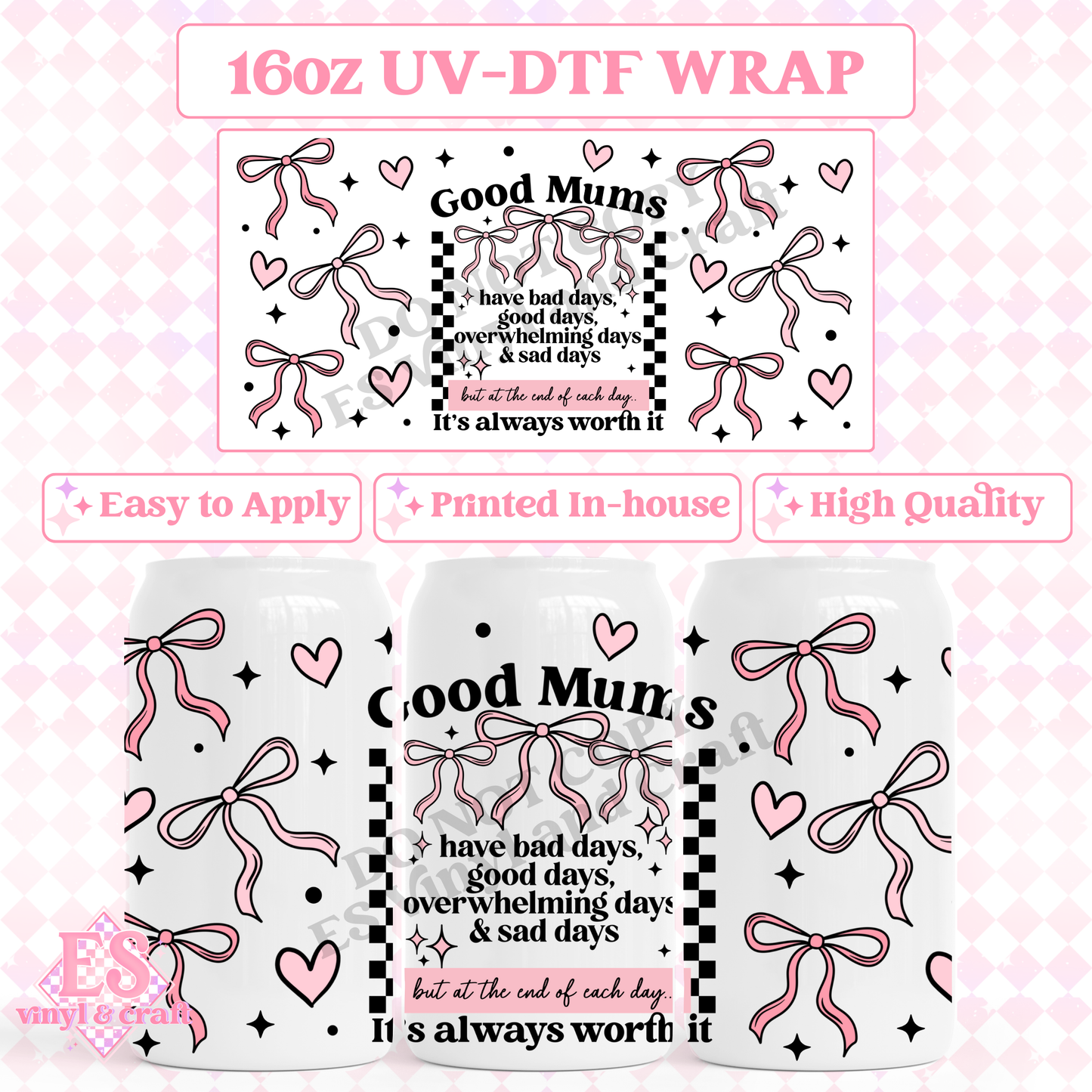 Good Mums - 16oz Beer Can / Libbey UV-DTF Transfer image 0