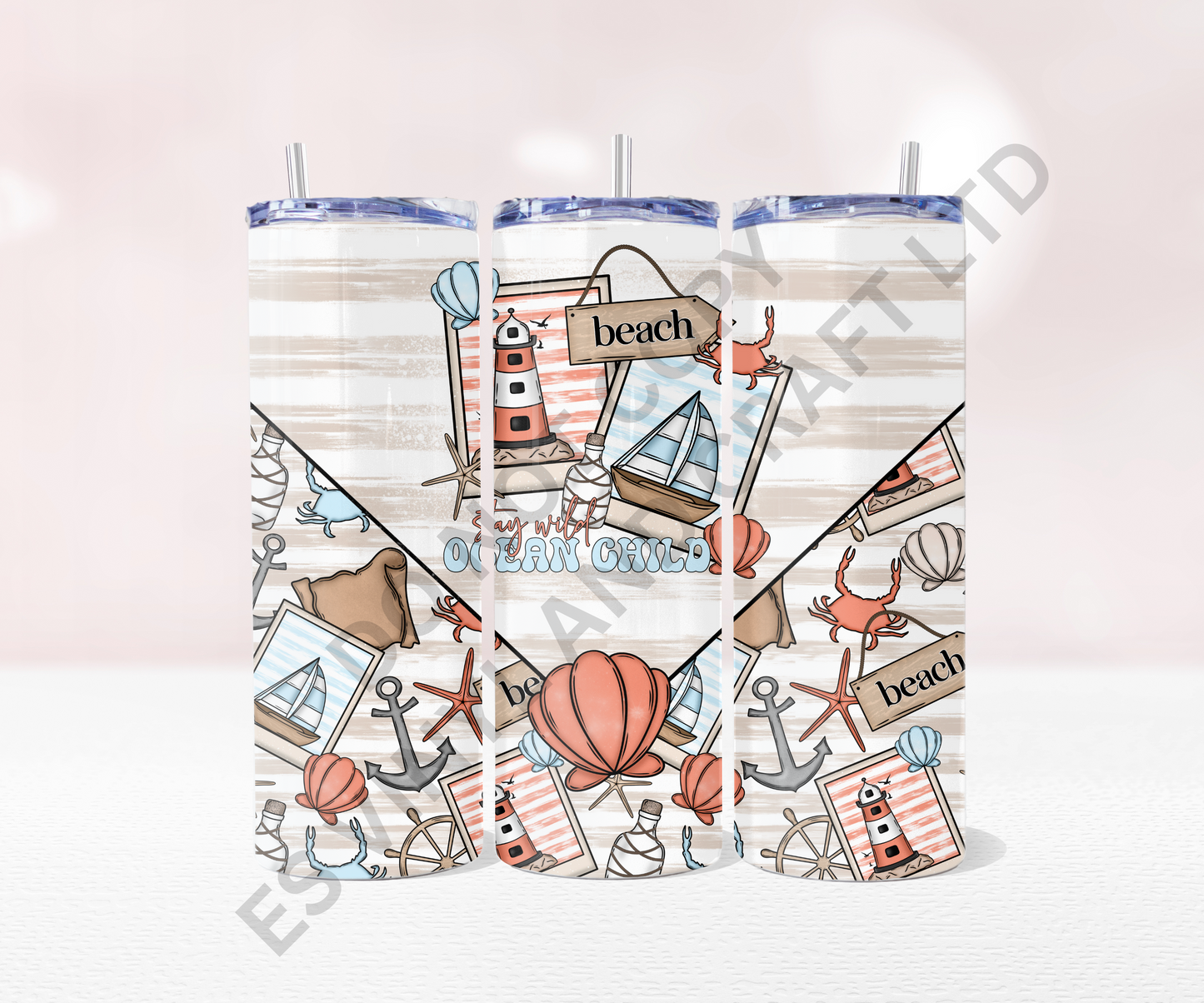 Ocean Child - Full 20oz Tumbler Sublimation Ready To Print image 0