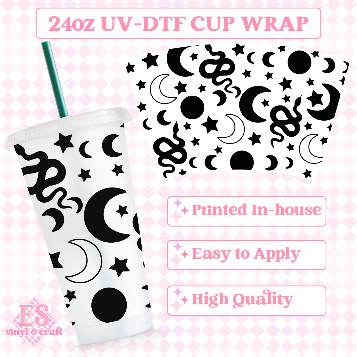 Celestial Snakes - UVDTF 24oz Cold Cup Wrap image 0