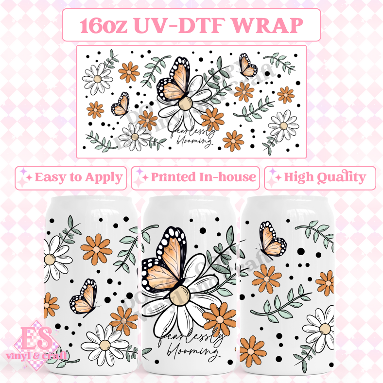 Blooming - 16oz Beer Can / Libbey UV-DTF Transfer image 0