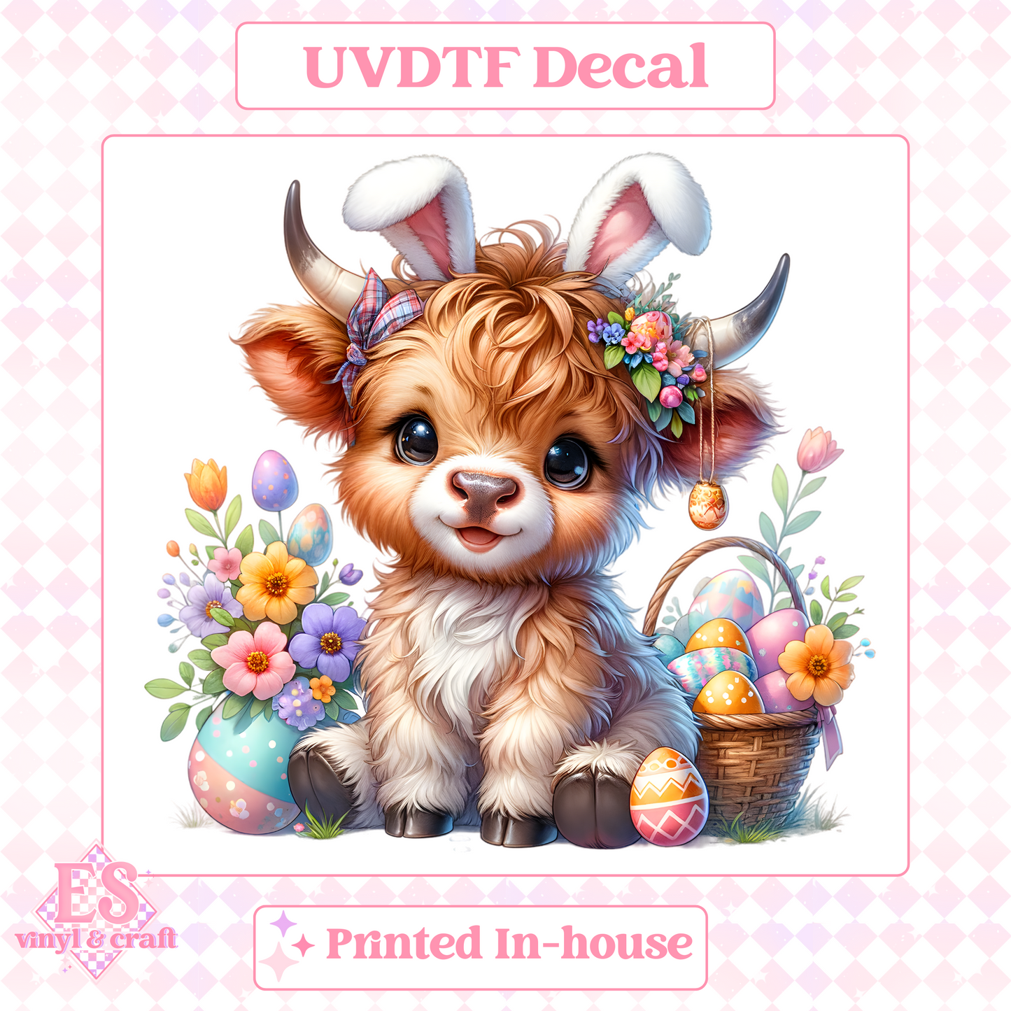 Easter Highland Cows - UV-DTF Decal Transfer image 5