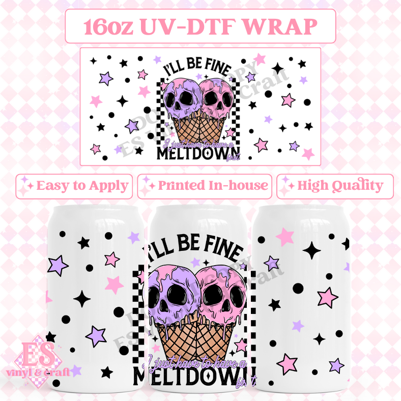 Meltdown Black - 16oz Beer Can / Libbey UV-DTF Transfer image 0