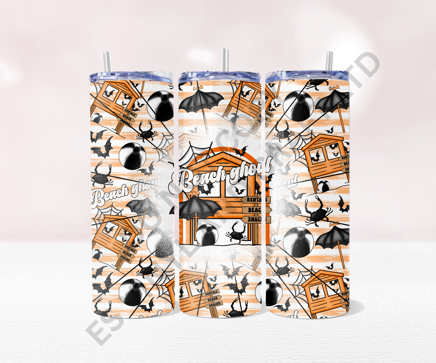 Beach Ghouls - Full 20oz Tumbler Sublimation Ready To Print image 0