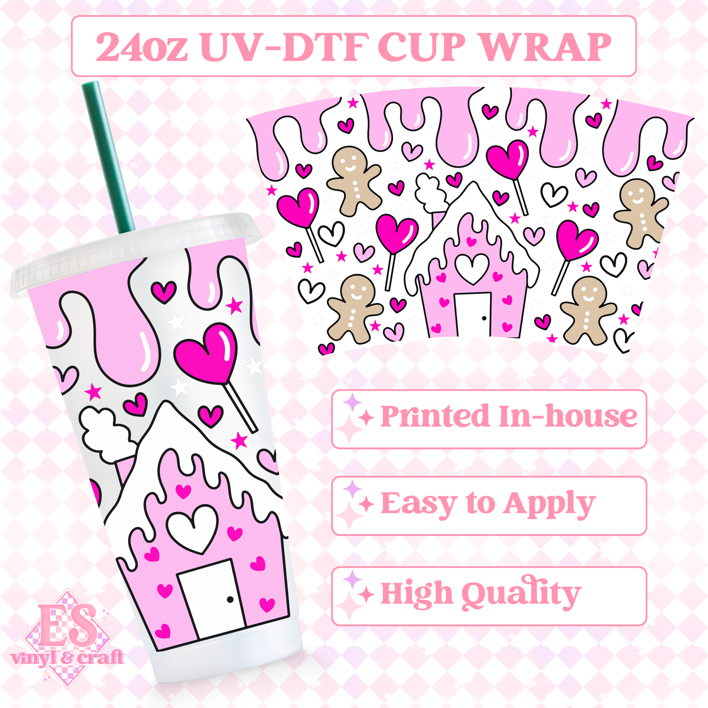Gingerbread - UVDTF 24oz Cold Cup Wrap image 0