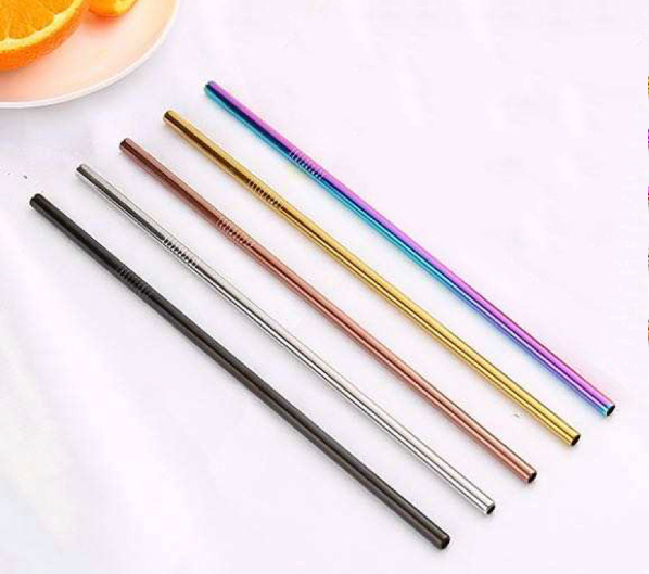 Stainless Steel Coloured Straws - Pack of 5 image 1