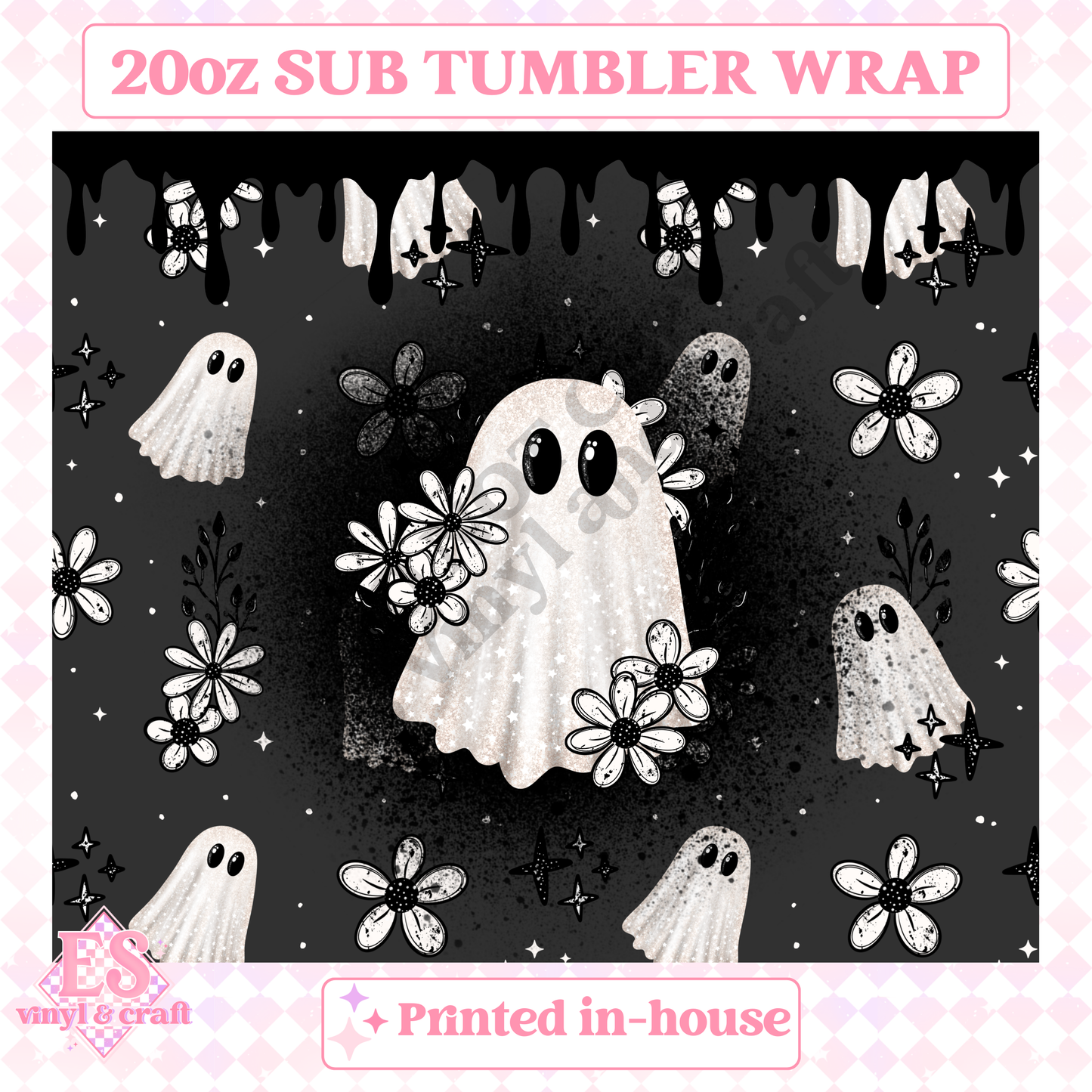 Drip Floral Ghosts - Full 20oz Tumbler Sublimation Print image 1