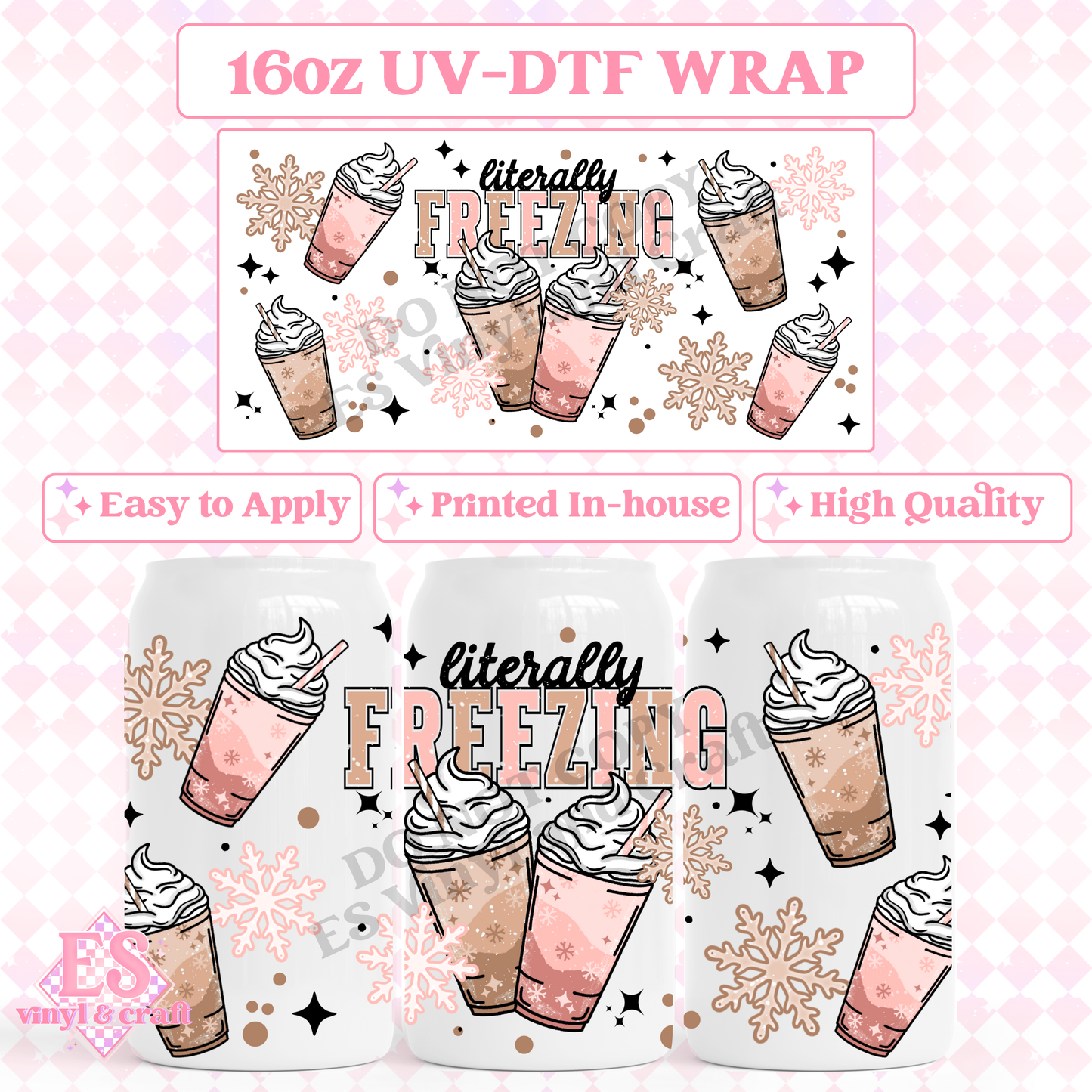 Freezing Coffee - 16oz Beer Can / Libbey UV-DTF image 0