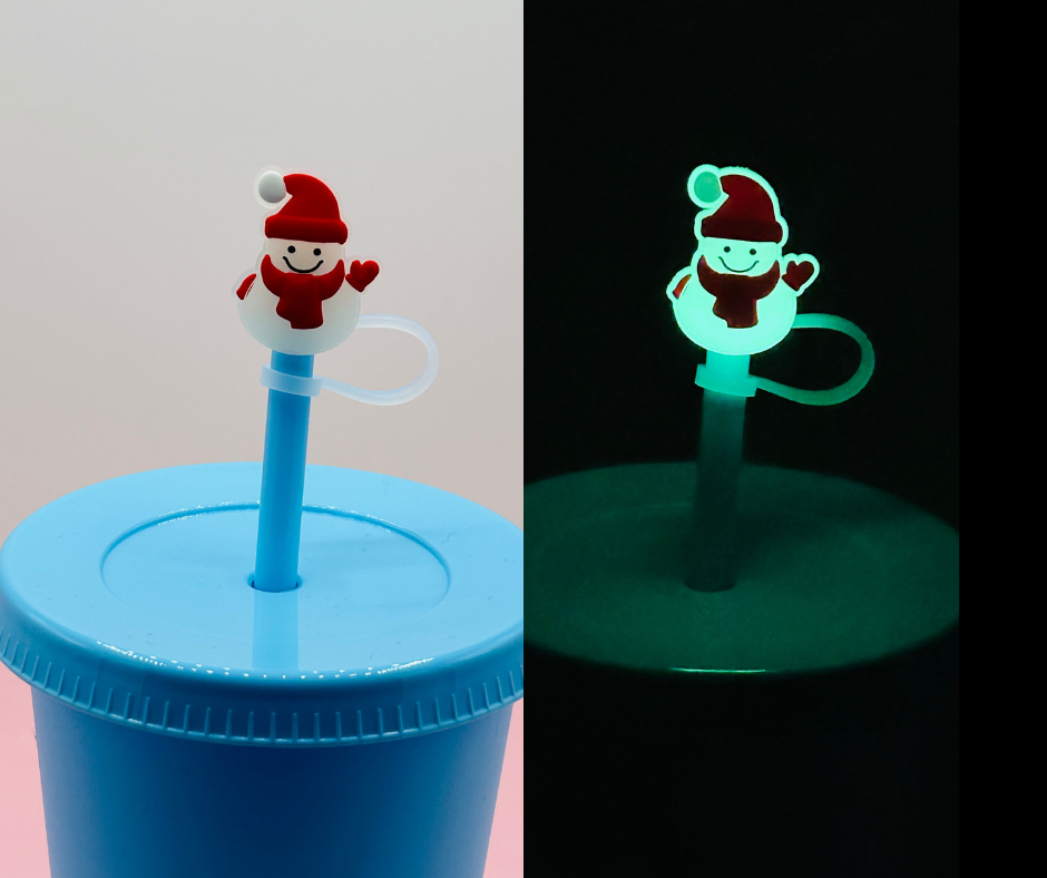 Straw Topper - Glow in the Dark Snowman image 0