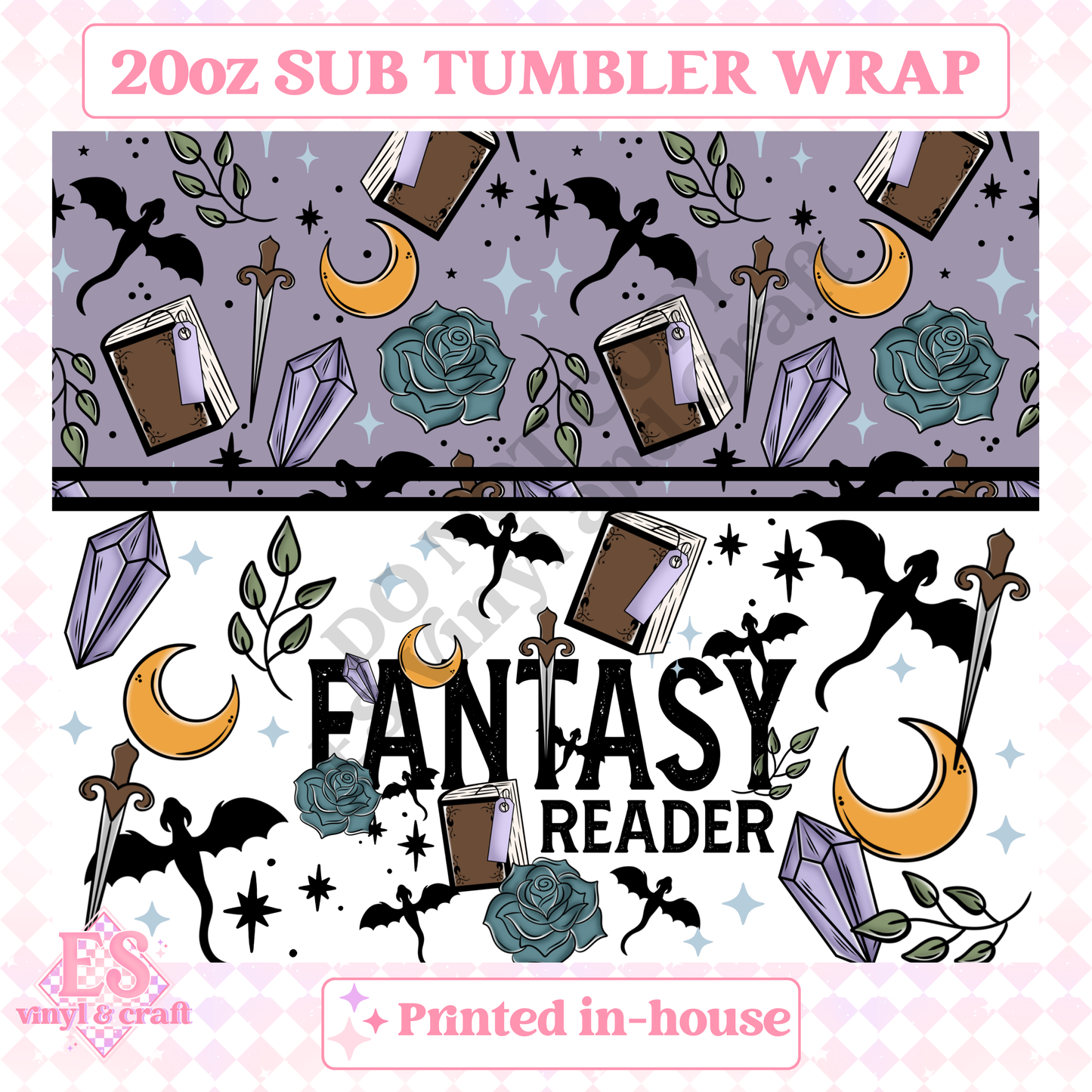 Fantasy Book Reader - Full 20oz Tumbler Sublimation Print image 1