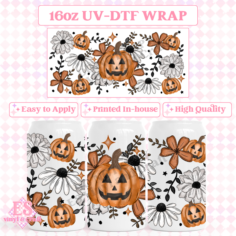 Autumn Florals - 16oz Beer Can / Libbey UV-DTF image 0