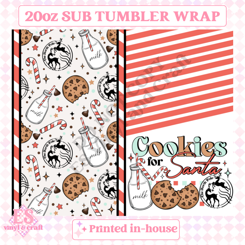 Cookies for Santa - Full 20oz Tumbler Sublimation Ready Print image 1