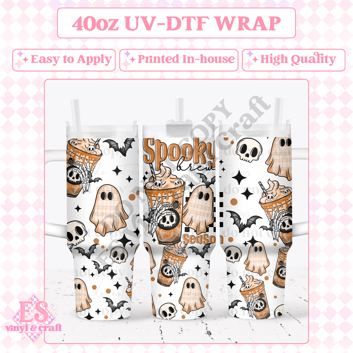 Spooky Brew - 40oz Tumbler Wraps - UV-DTF (2 Wraps - Top & Bottom) image 0
