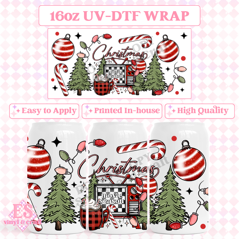 Christmas Movie Season - 16oz Beer Can / Libbey UV-DTF Transfer image 0
