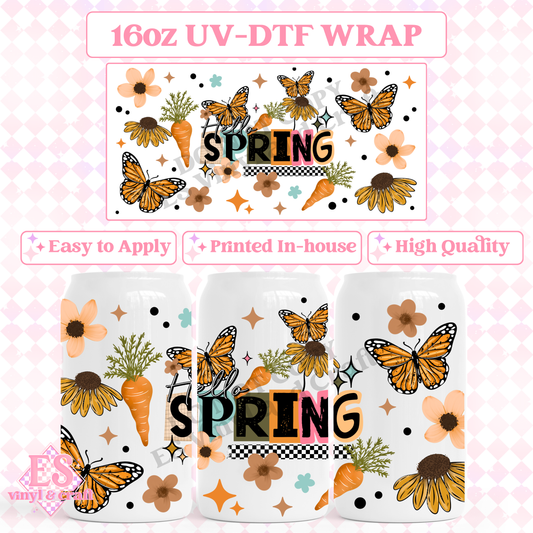 Hello Spring - 16oz Beer Can / Libbey UV-DTF image 0