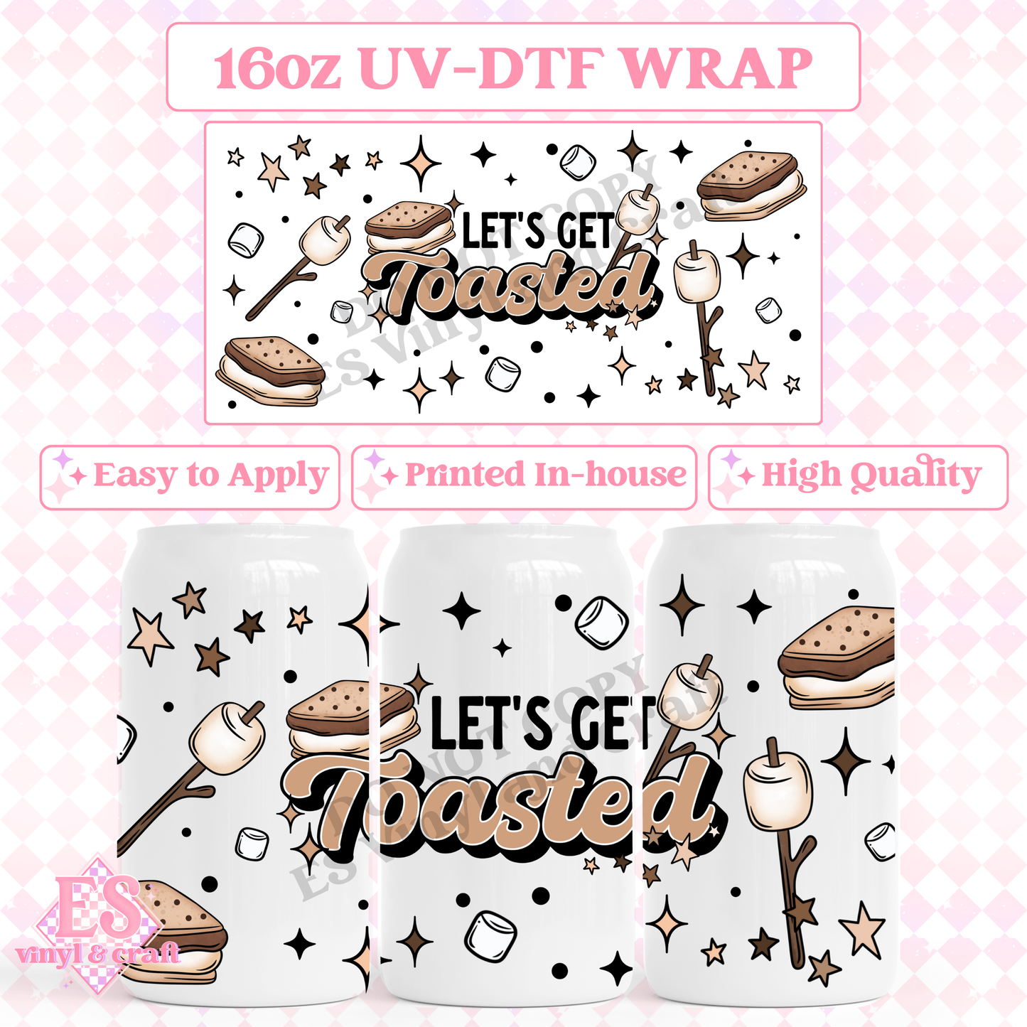Let's Get Toasted - 16oz Beer Can / Libbey UV-DTF Transfer image 0
