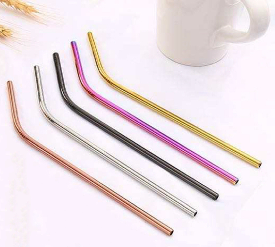 Stainless Steel Coloured Straws - Pack of 5 image 2